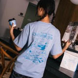 Brewing Anxie-Tea Oversized Tee - Puddle Blue