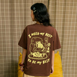 Happy Homebody Oversized Tee - Brown